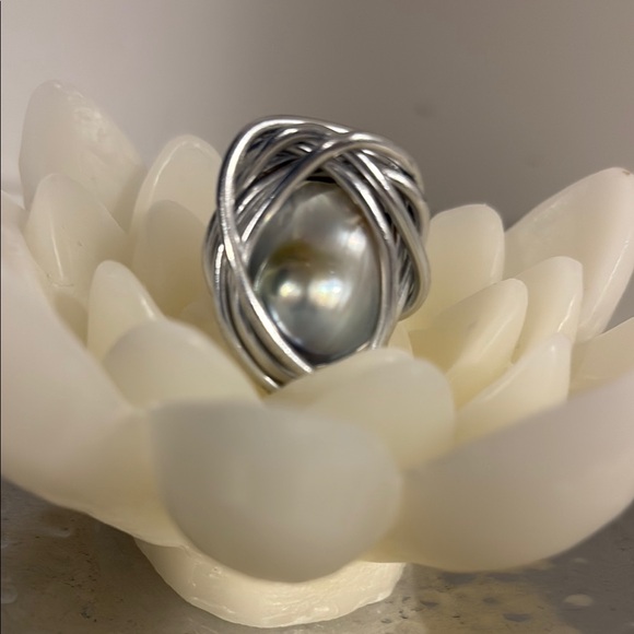Jewelry - Sculptural Silver and  Pearl Ring